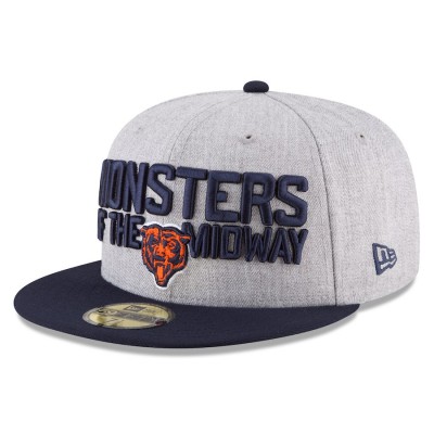 Men's Chicago Bears New Era Heather Gray/Navy 2018 NFL Draft Replica On-Stage 59FIFTY Fitted Hat 3144782